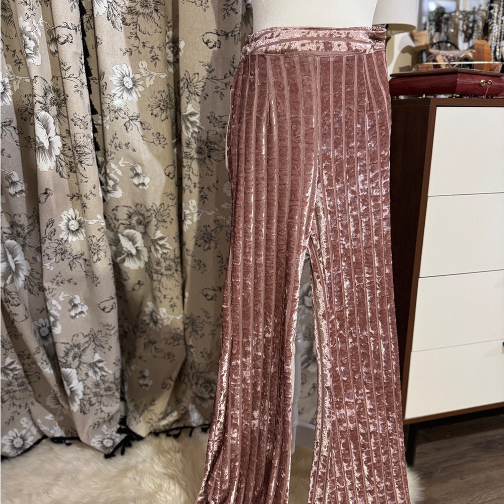 Fashion Nova Velvet Pink Flare Pants
